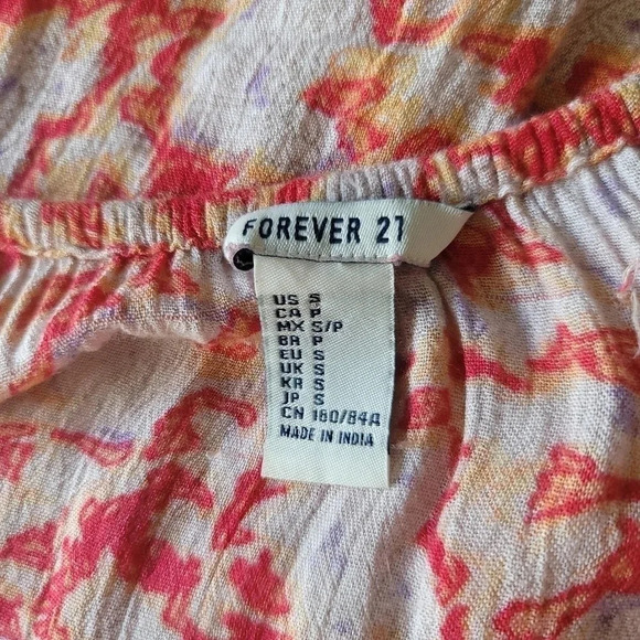 Forever 21 Teen's Junior Top Coral Crop Ruffled Off Shoulder Floral Orange Small - Picture 8 of 10